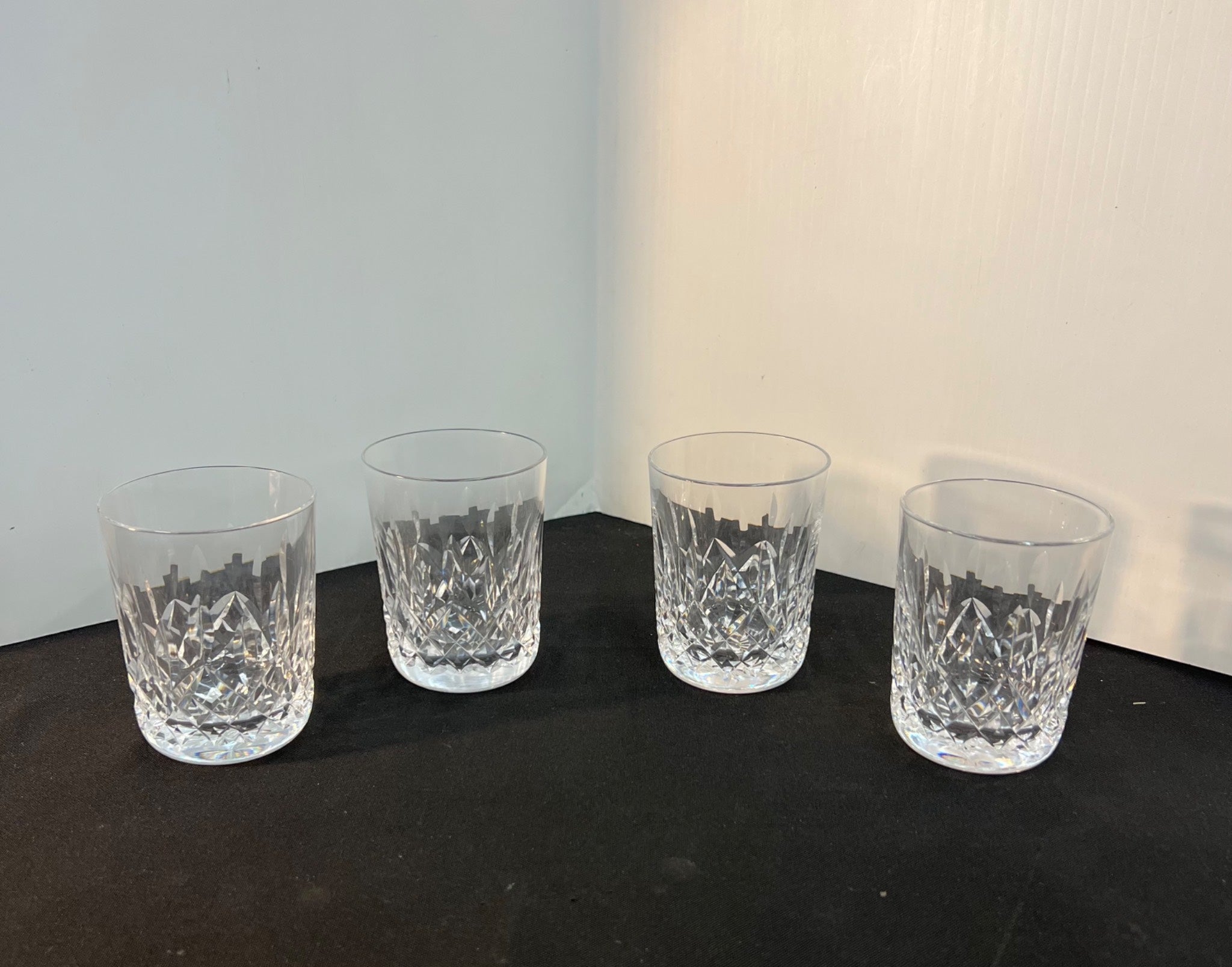 WATERFORD CRYSTAL LISMORE OLD FASHIONED 3 5/8" GLASS TUMBLERS set of 4