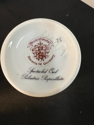 White dish with 'House of Goebel' branding on a black background