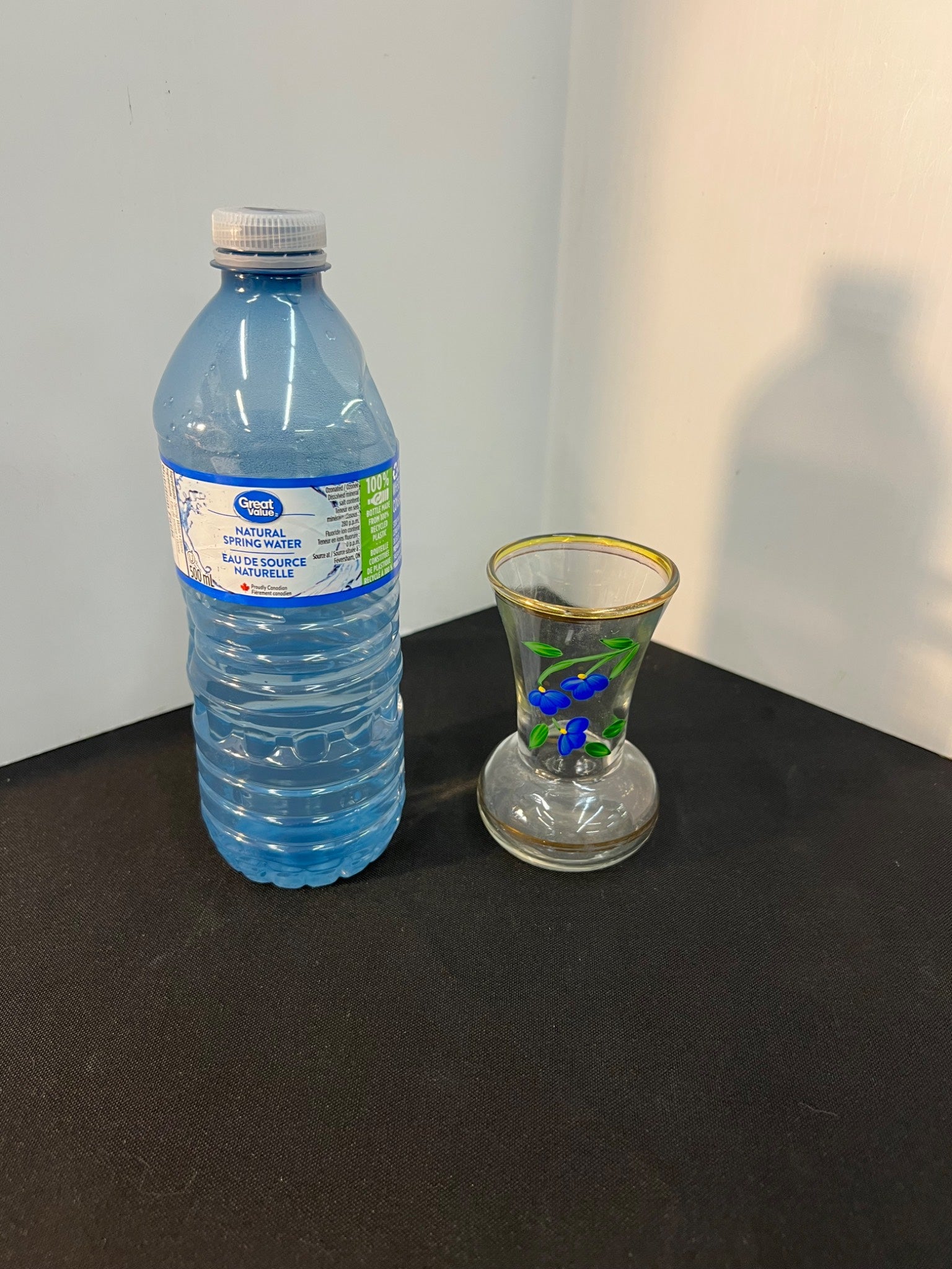 Hand-Painted Glass Vase With Floral Design