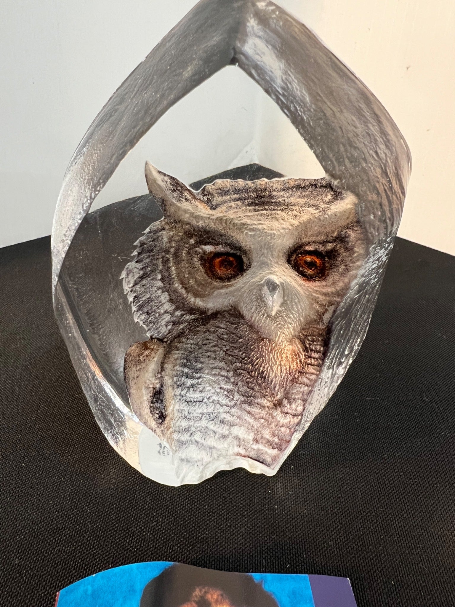 Mats Jonasson OWL Full Lead Crystal Relief Sculpture with Box
