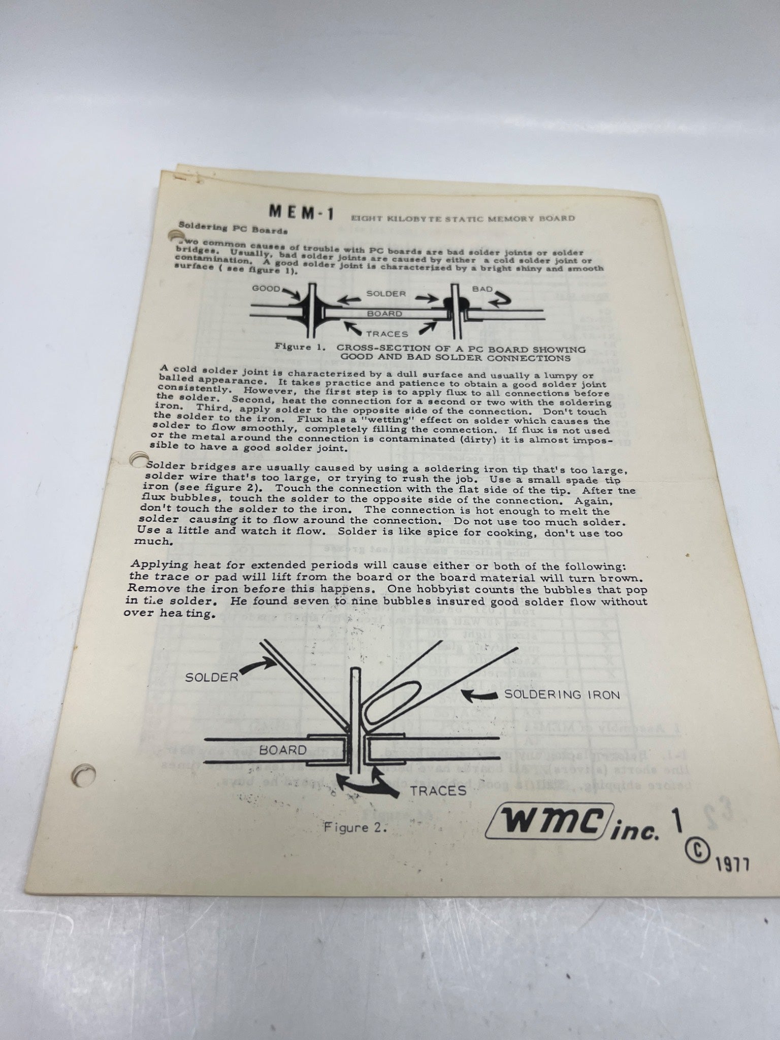 1977 Wameco MEM-1 8K Static Memory Board Manual (23-Page Set)