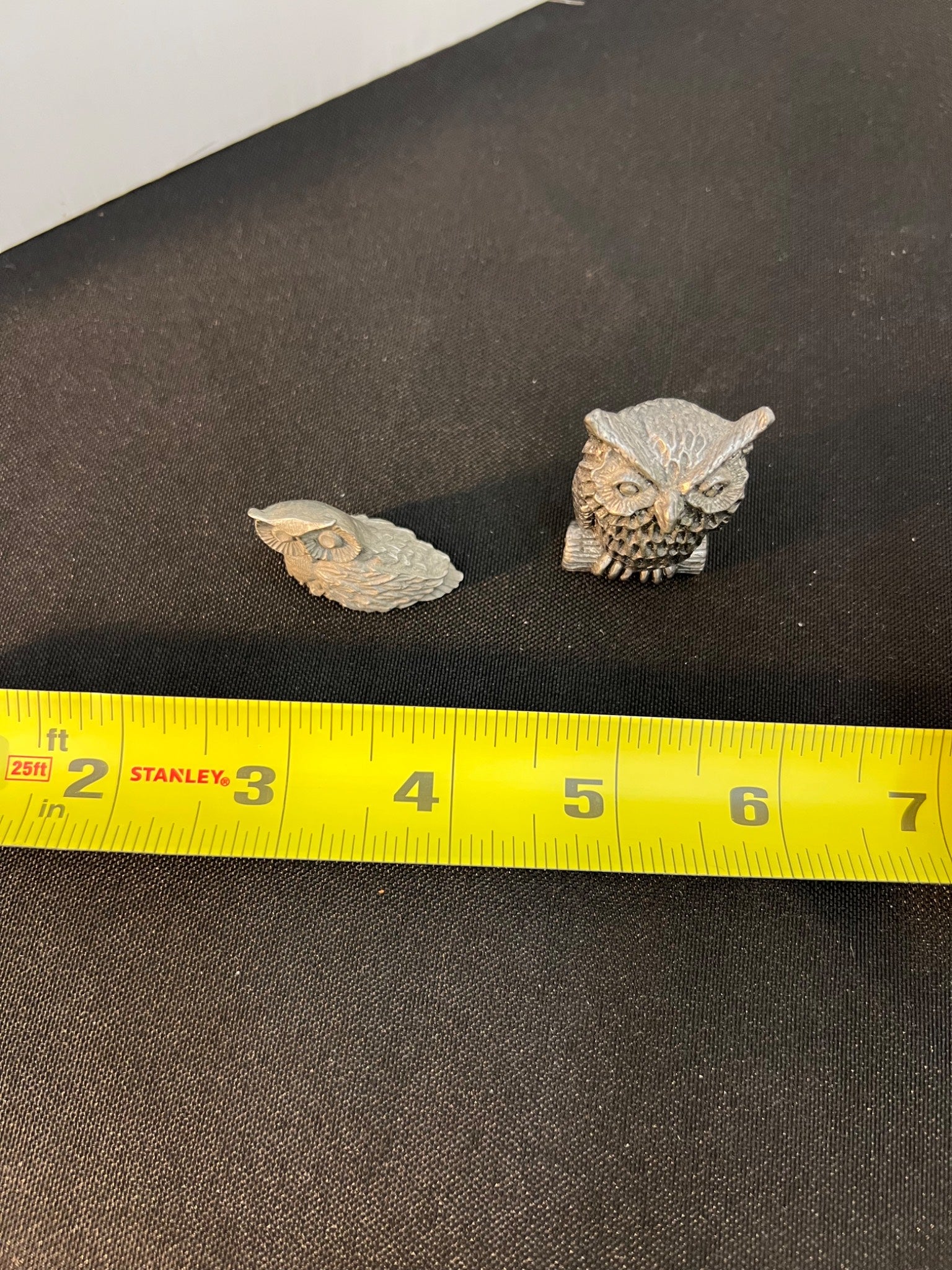 Two Pewter Metal Owl Figurines