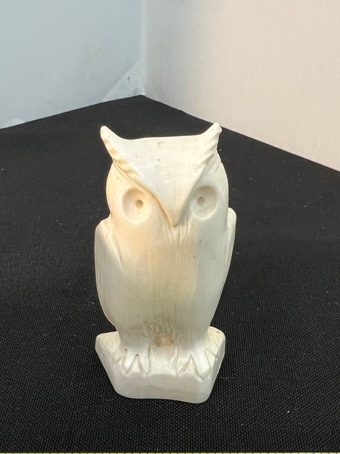 Carved Owl Figurine with Base Inscription