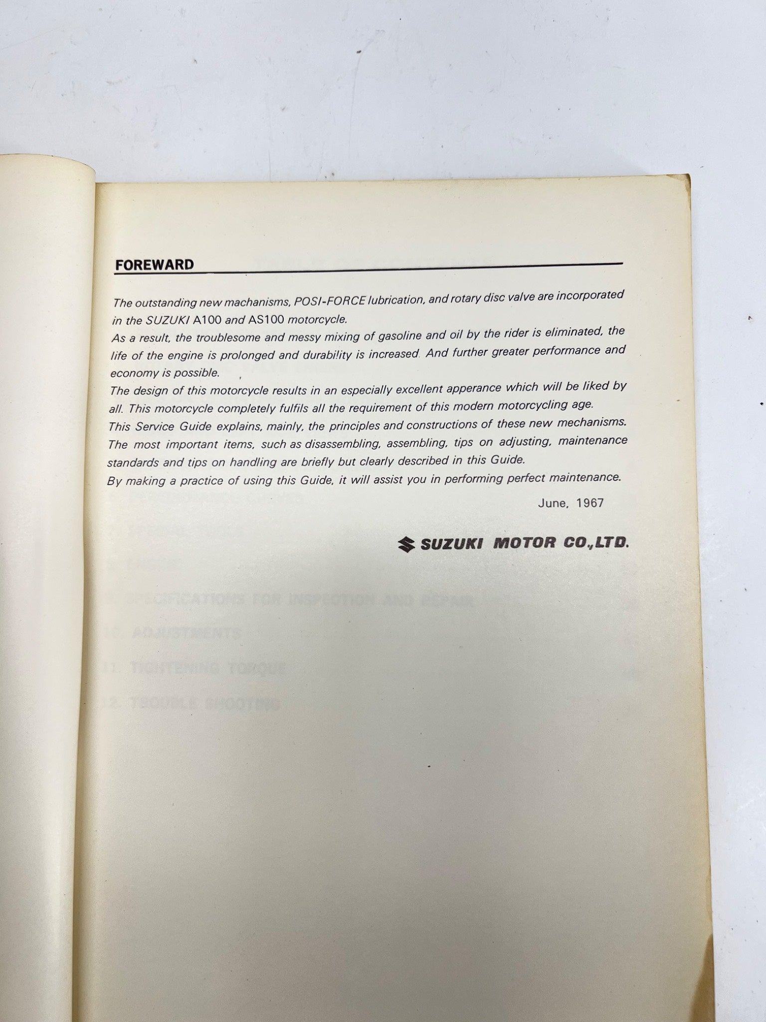 Suzuki A100 AS100 Service Manual 1967