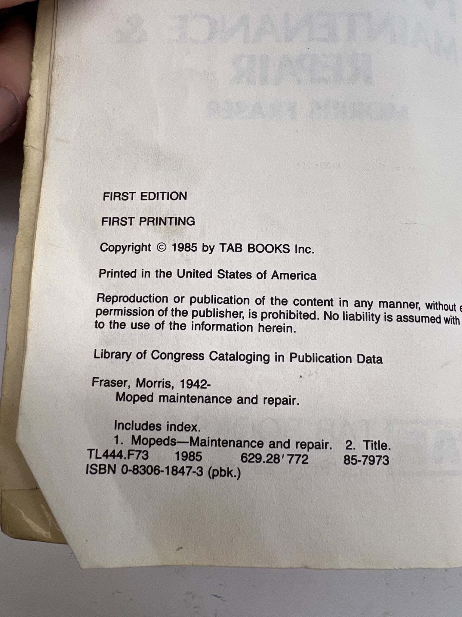 Moped Maintenance & Repair, 1985