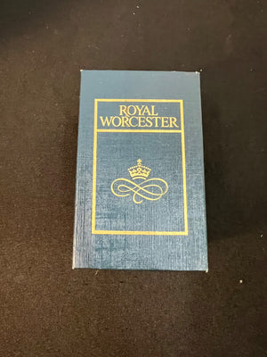 Blue box with 'Royal Worcester' branding on a brown background