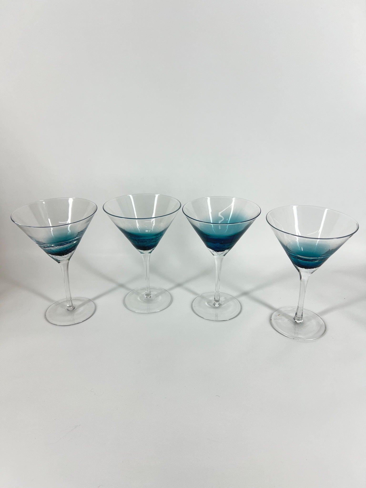 Set of 4 Pier 1 Teal Crackle Base Martini Glasses – Discontinued