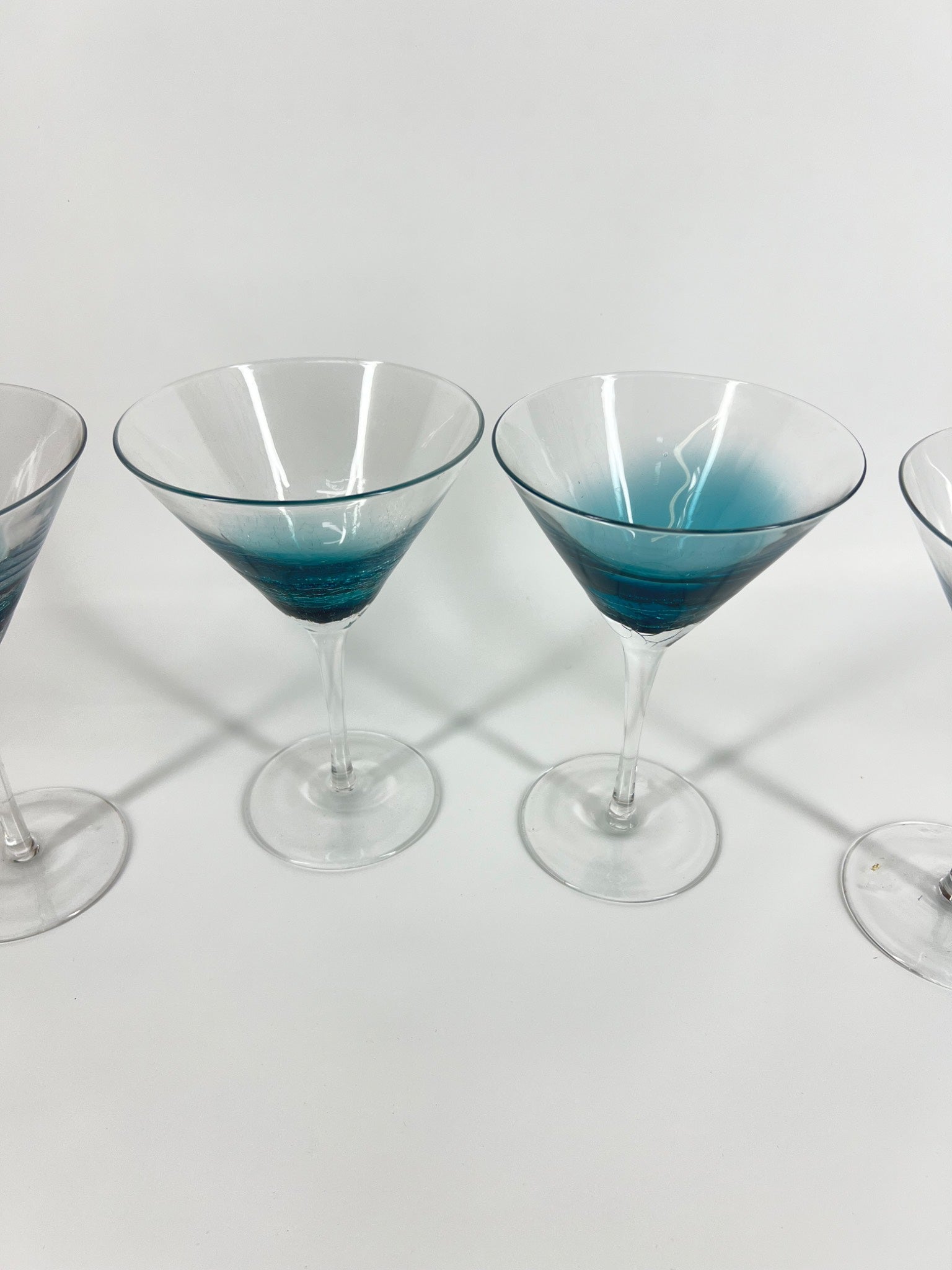 Set of 4 Pier 1 Teal Crackle Base Martini Glasses – Discontinued