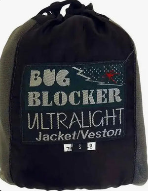 Bug Blocker ultralight jacket/veston packaging with visible branding on a white background