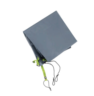 Gray tarp with green straps on a white background