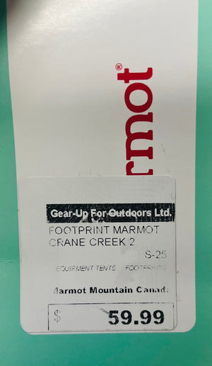 Marmot product label with branding and pricing on a green background