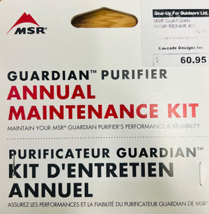 MSR Guardian Purifier Annual Maintenance Kit packaging with branding and product details.