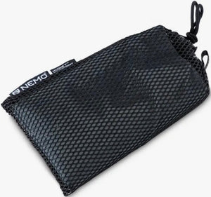 Black mesh drawstring bag with Nemo branding on a white background