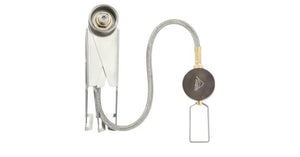 Gas stove burner assembly with hose on a white background