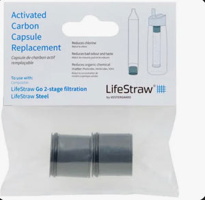 LifeStraw activated carbon capsule replacement packaging on a white background