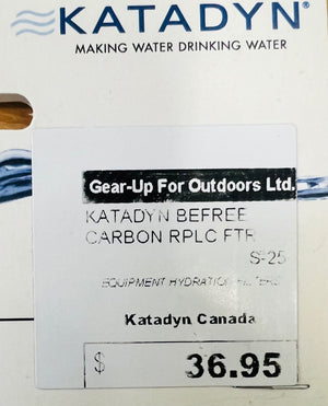 Katadyn water filter replacement cartridge packaging with branding and pricing.