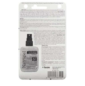 Back label of a product with text and branding on a white background