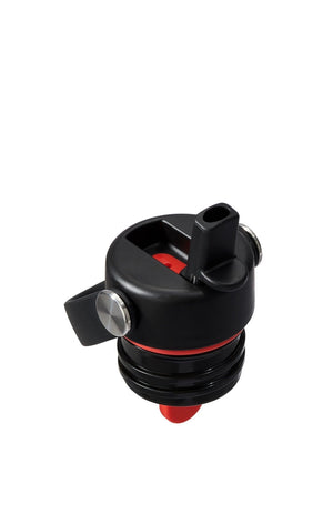 Black and red water bottle holder on a white background