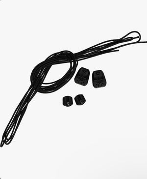 Black cable with connectors on a white background