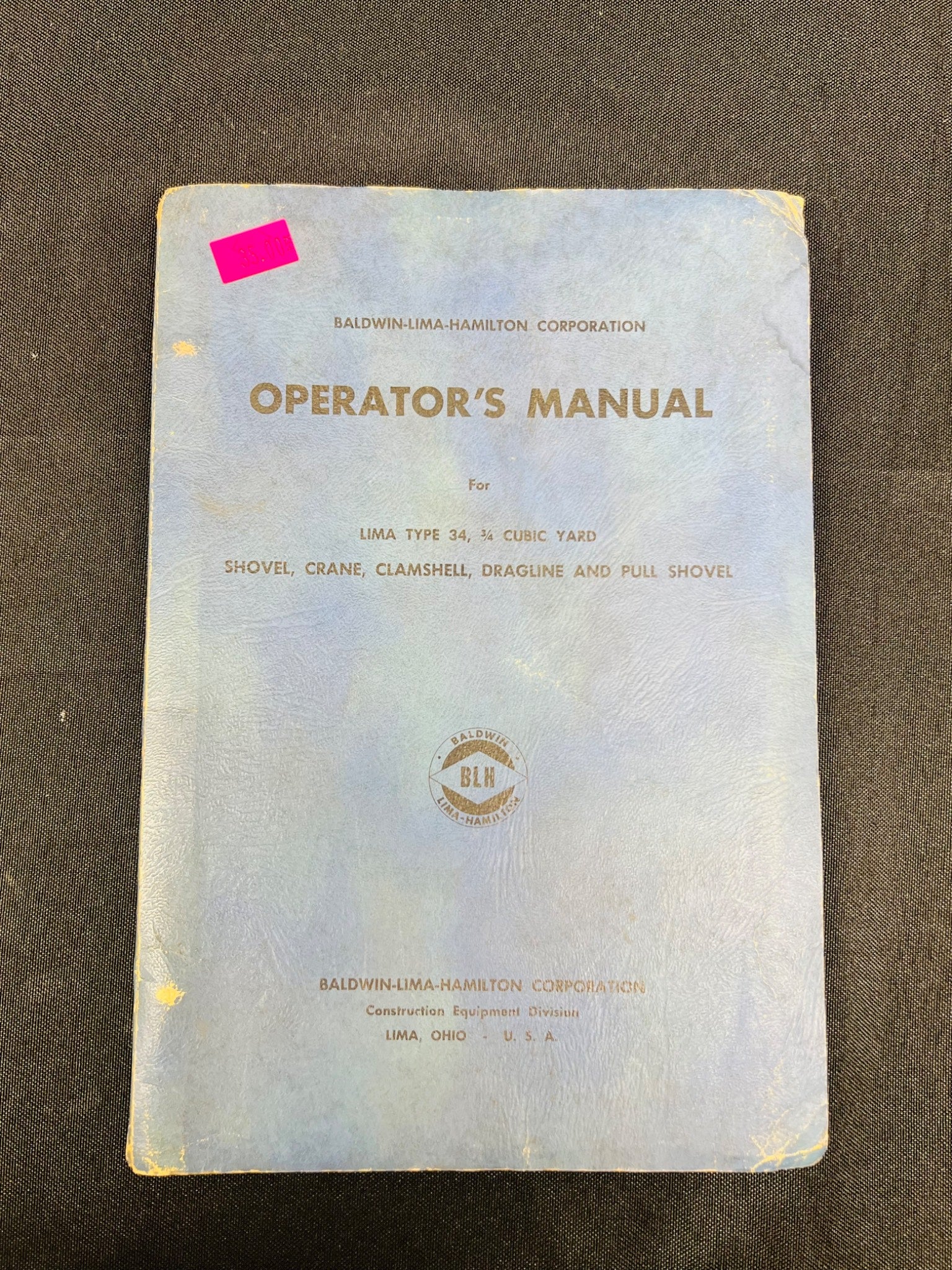 Baldwin-Lima Operator’s Manual, Type 34