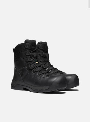 Black tactical boots on a white background