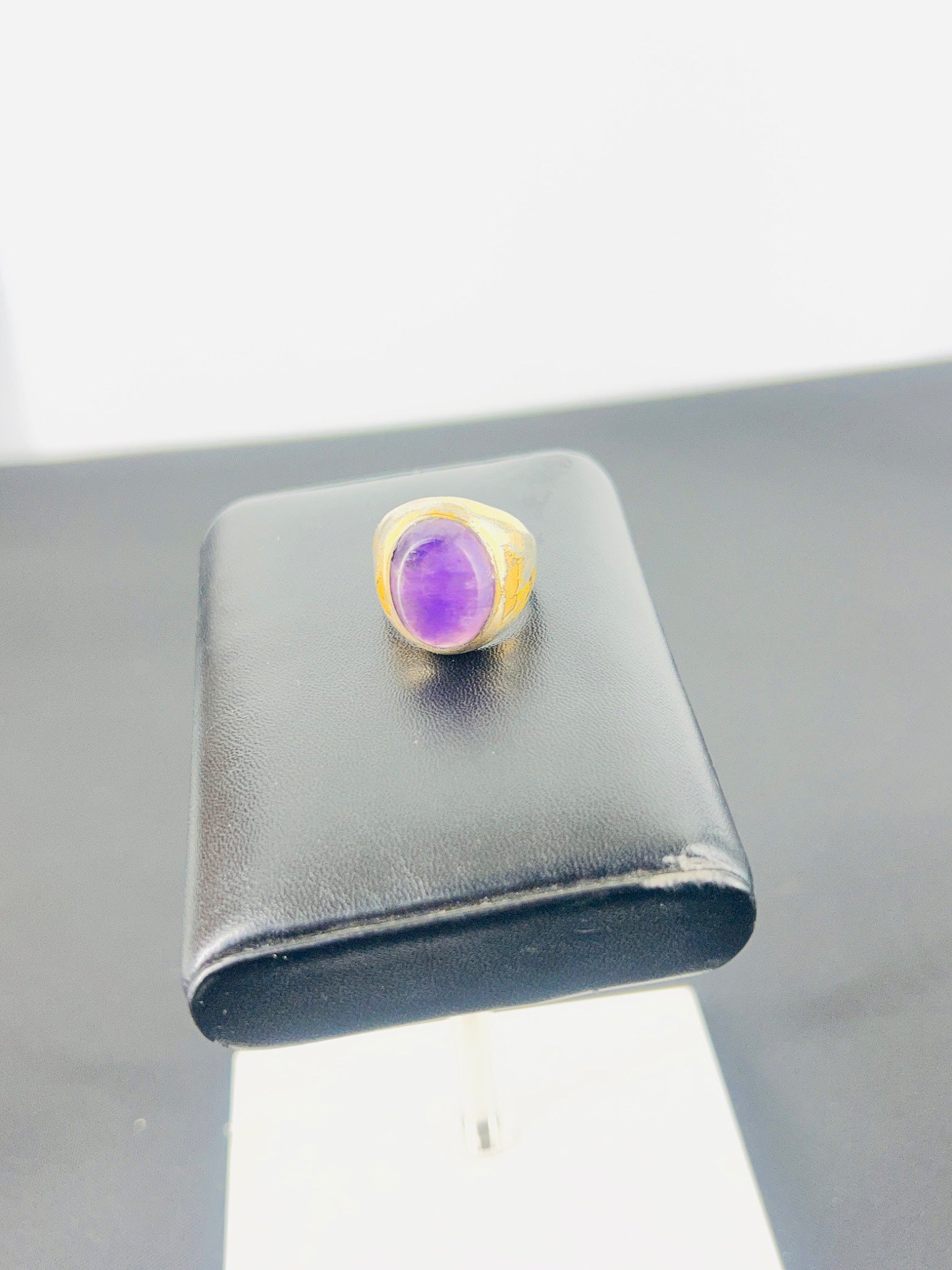 10K Gold Amethyst Men's Ring