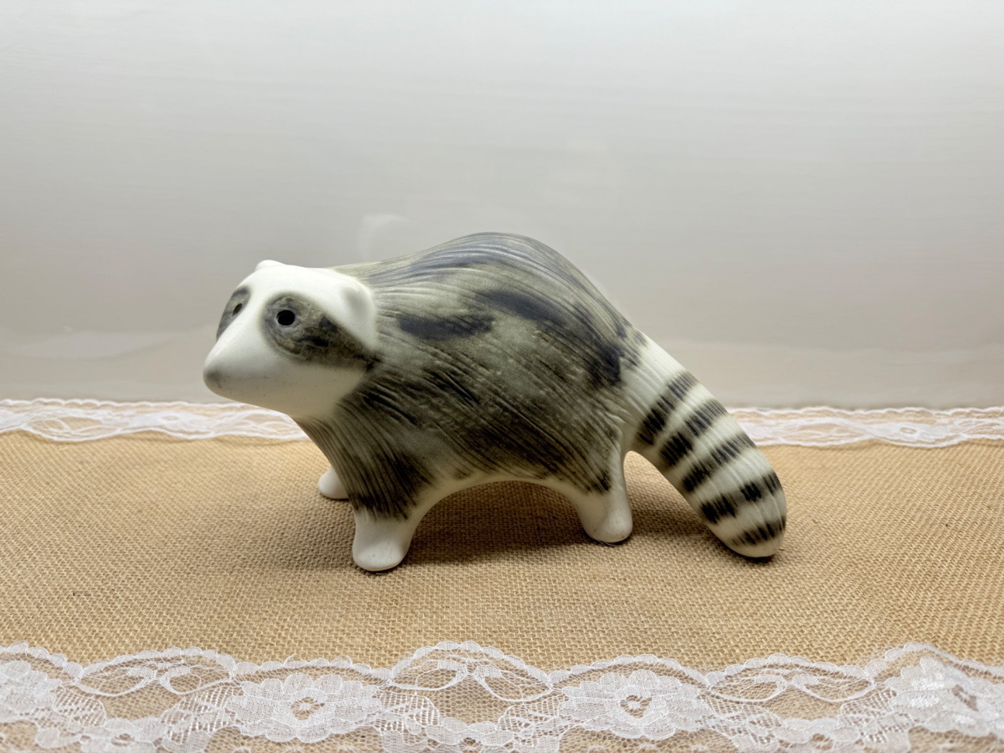 Strawberry Hill Ceramic Raccoon Figurine