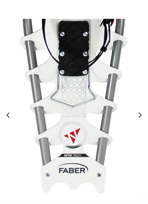 Faber snowshoe on a white background with website URL visible