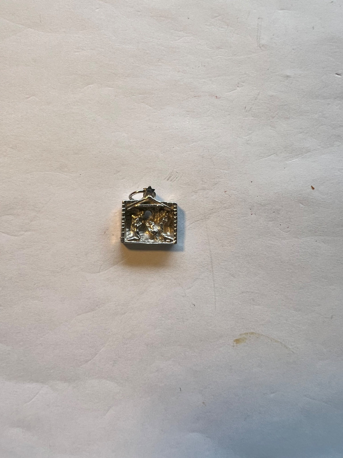 Silver Nativity Scene Pendant Charm