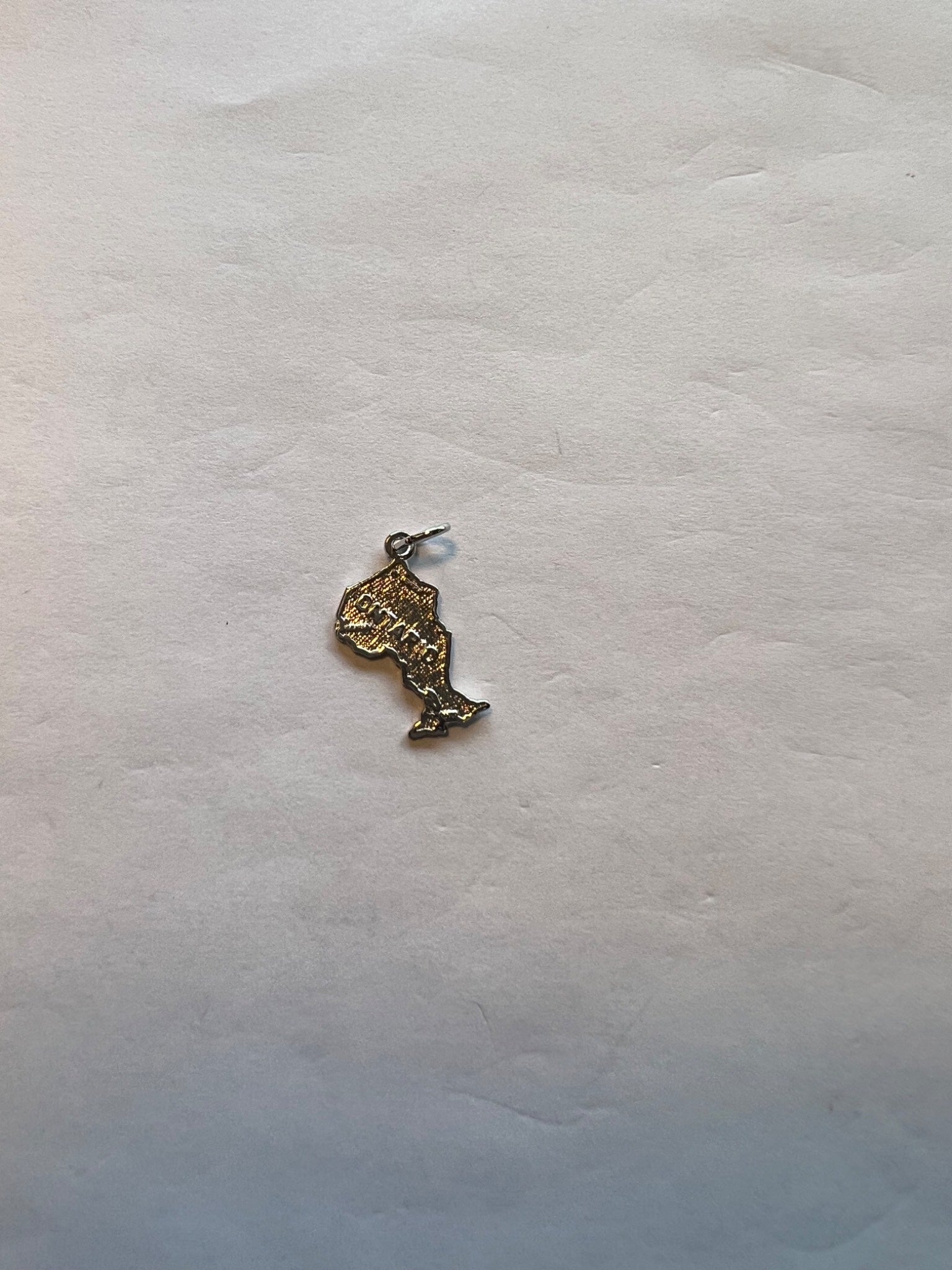 Gold-Toned Ontario Map Pendant Charm