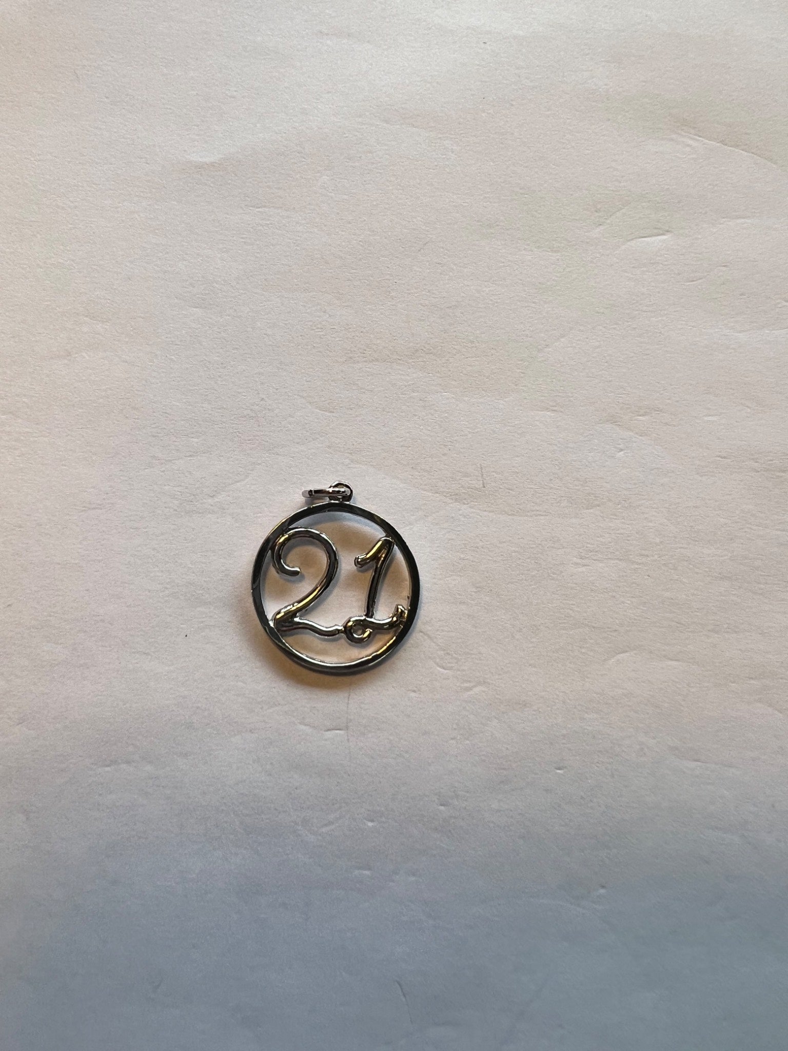 Sterling Silver ’21’ Circular Pendant