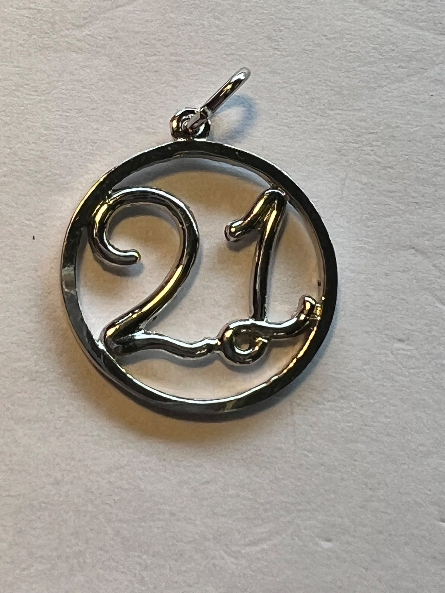 Sterling Silver ’21’ Circular Pendant