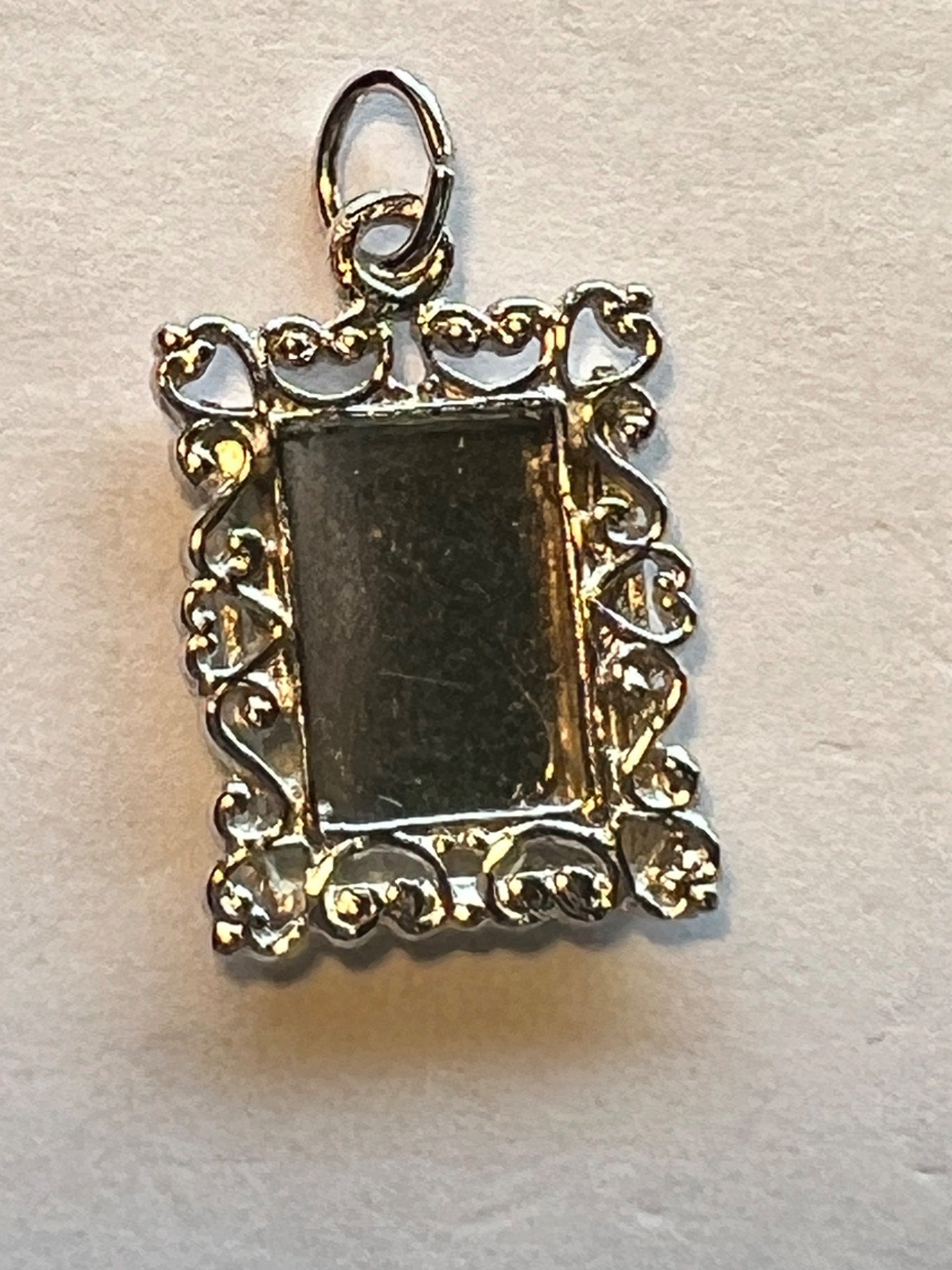 Sterling Silver Pendant with Ornate Frame