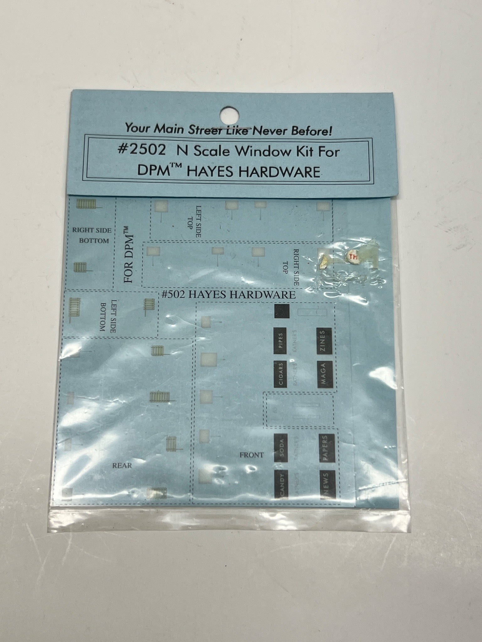 Main Street Graphics N Scale Window Kit #2502 for DPM Hayes Hardware – NOS