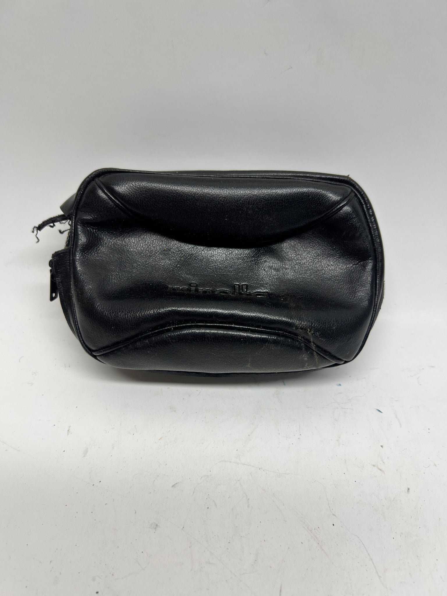 Vintage Minolta Black Leather Camera Case – Made in Japan – Purple Lining