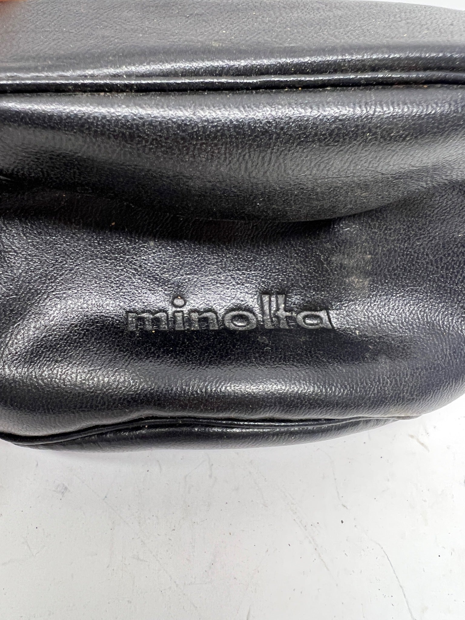 Vintage Minolta Black Leather Camera Case – Made in Japan – Purple Lining