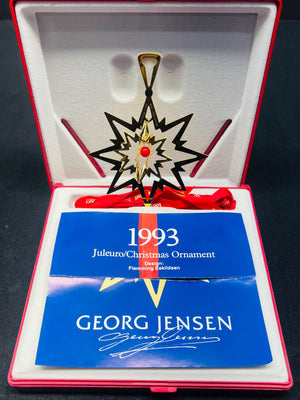 Georg Jensen Christmas ornament in a box with a card indicating the year 1993