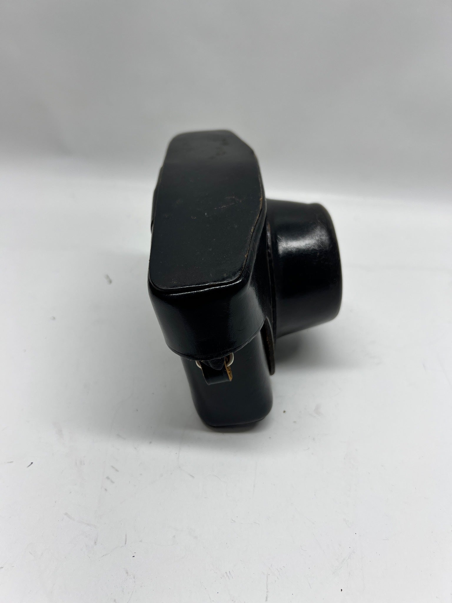 Black Leather Camera Case with Strap