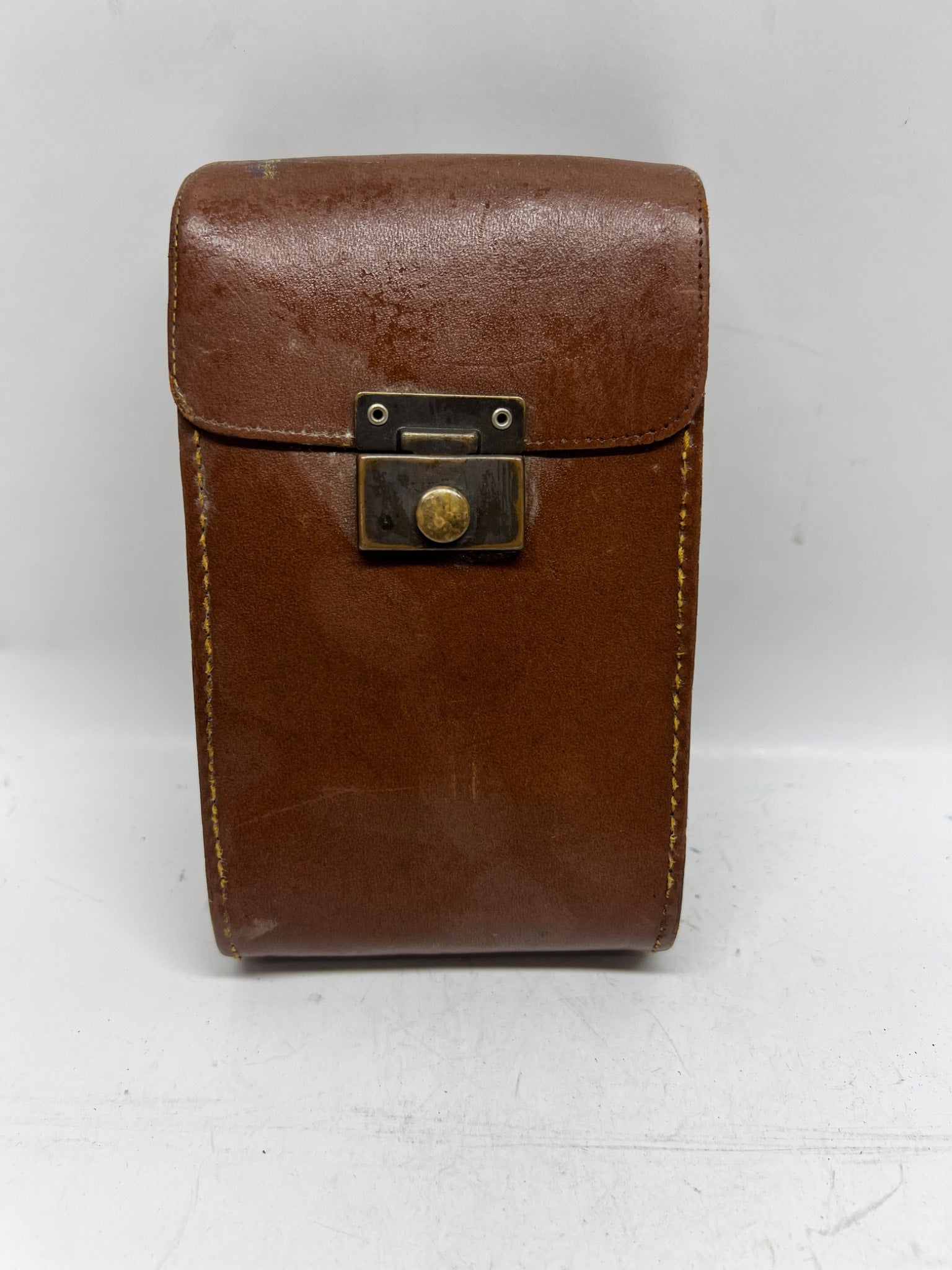 Vintage Brown Leather Folding Camera Case - 7 Inch