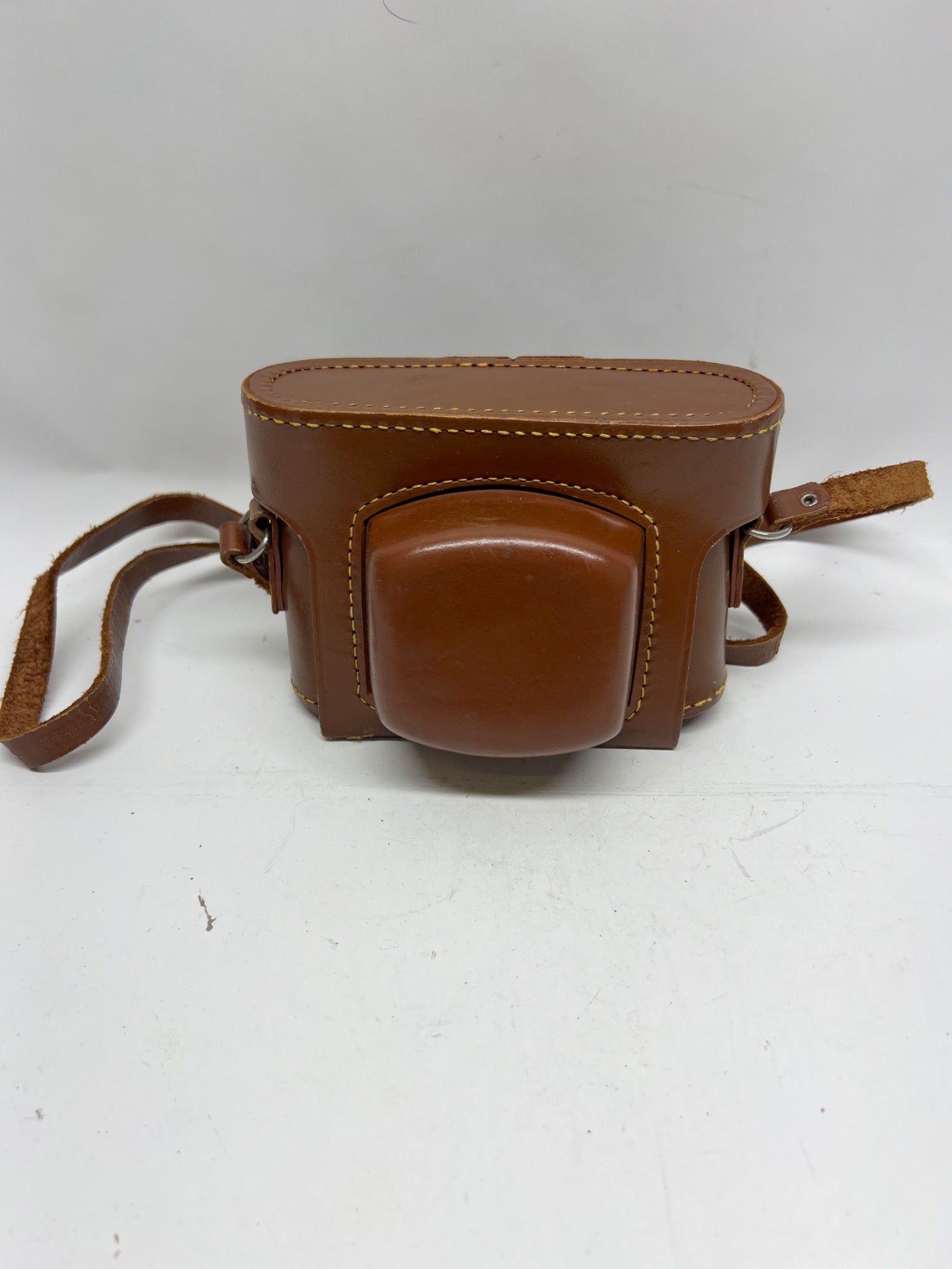 Vintage Brown Leather Camera Case - 6 Inch Wide
