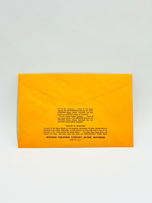 Yellow envelope with text on a gray background