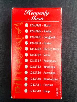 Red box labeled 'Heavenly Music' with musical instrument names and numbers on a black background