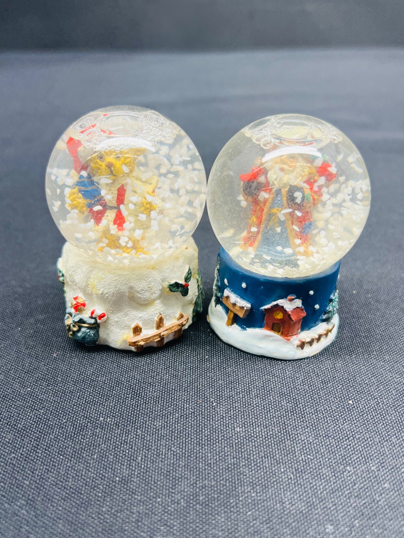 Two Small Christmas Snow Globes