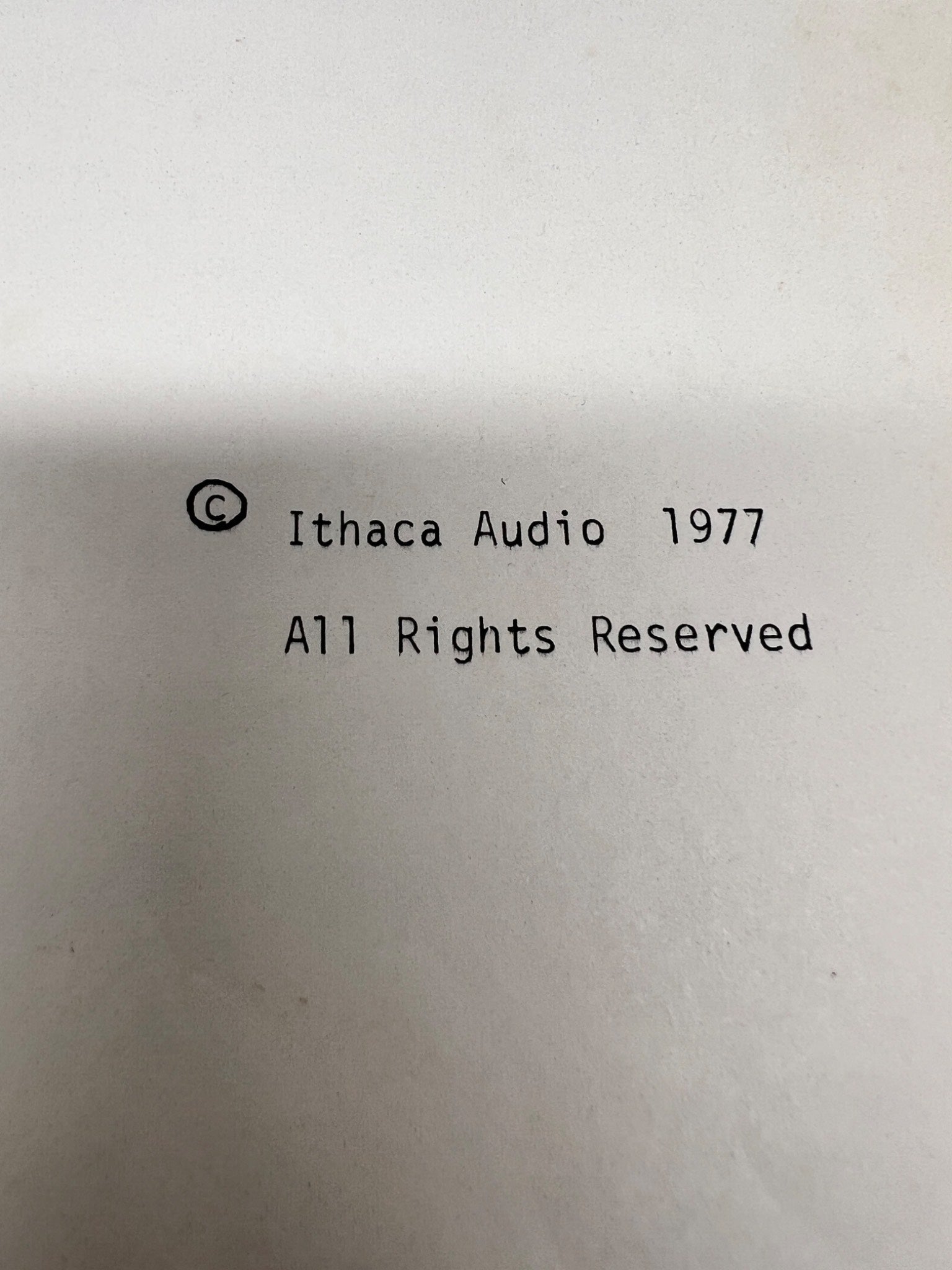 1977 Ithaca Audio S-100 Technical Manual