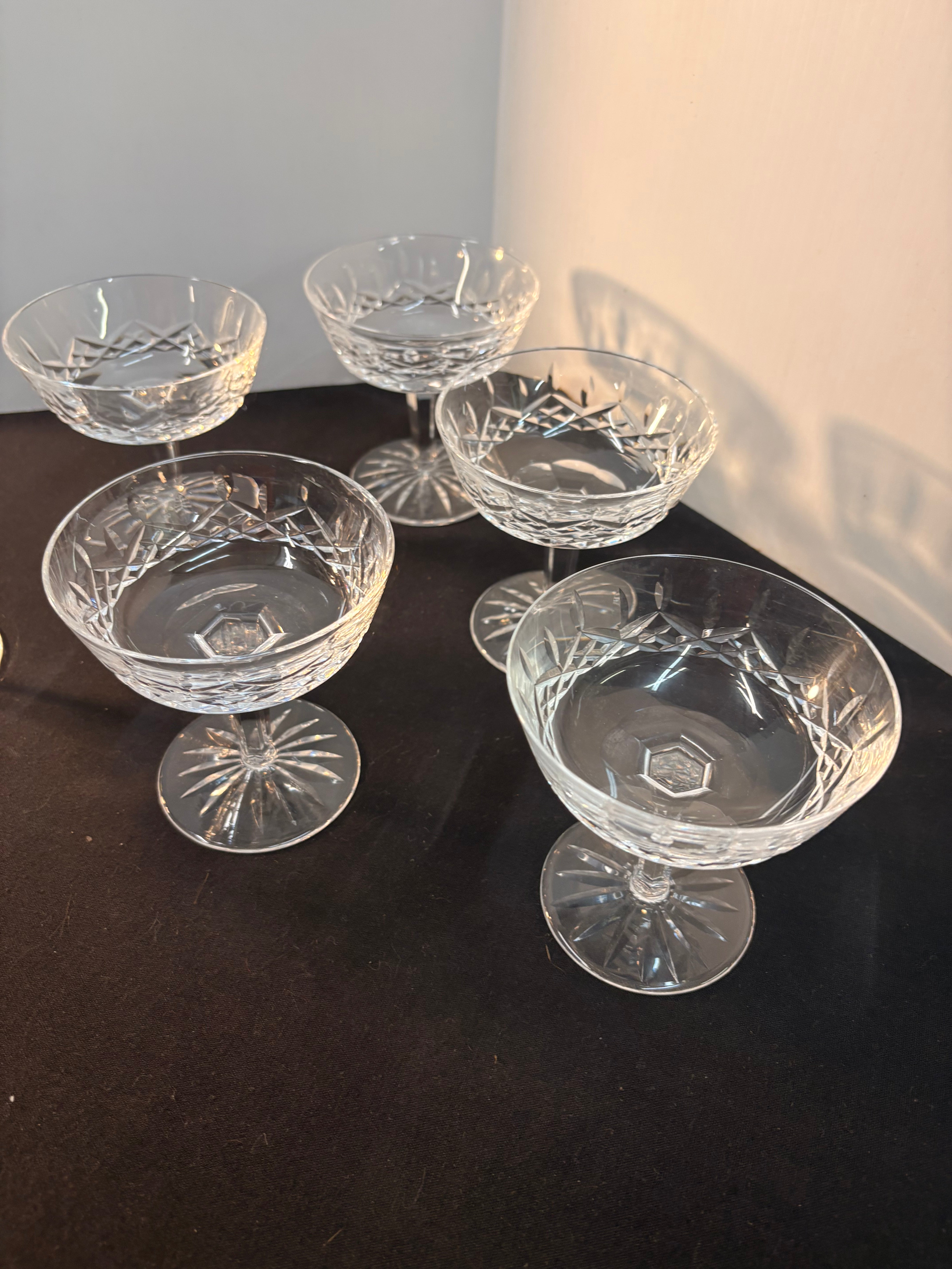 Waterford Crystal Clare 4 1/8” tall, sherbet, champagne, coupe glasses, - Set of 6