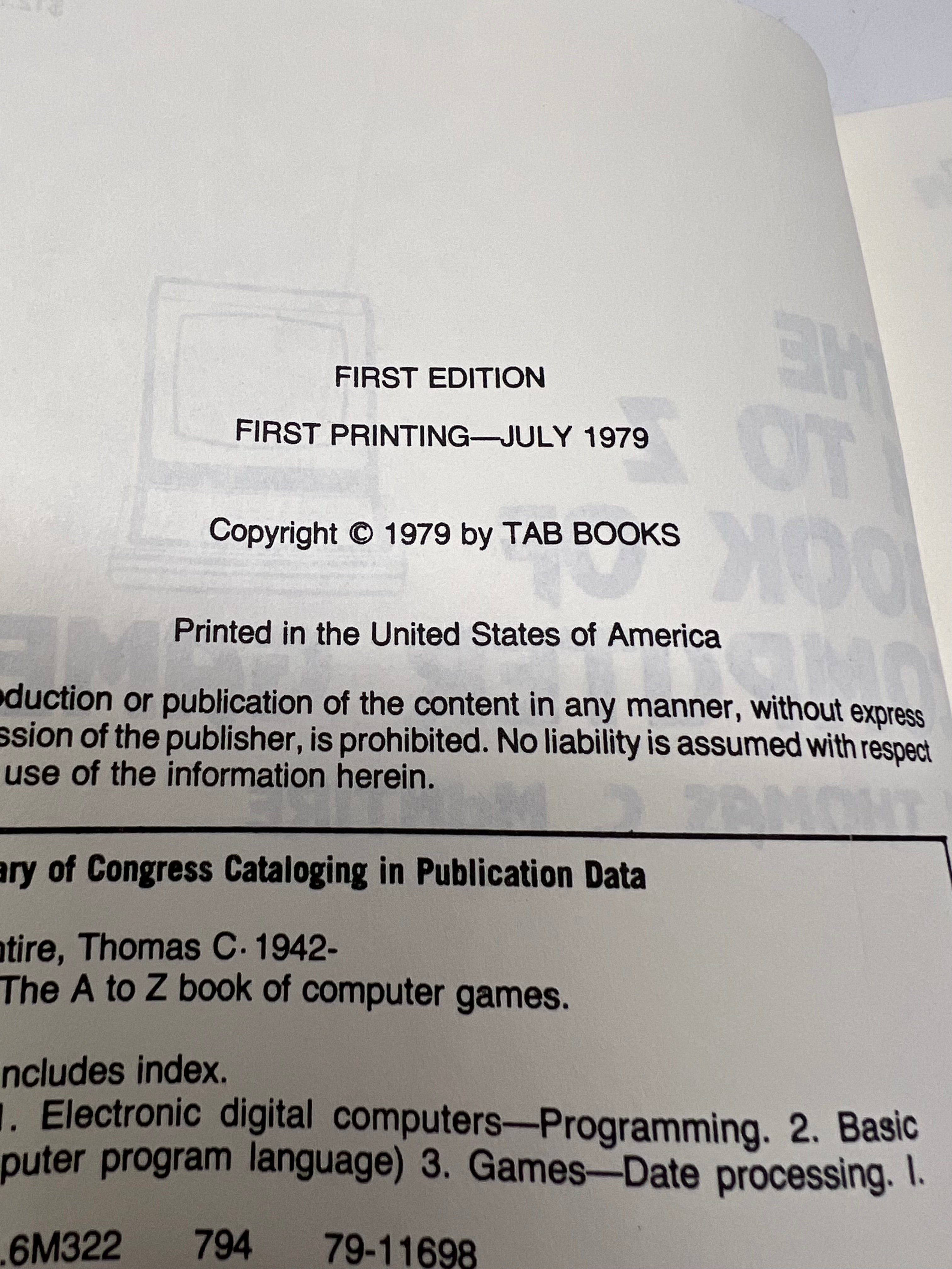 Vintage Retro "The A to Z Book of Computer Games" (1979 Hardcover)