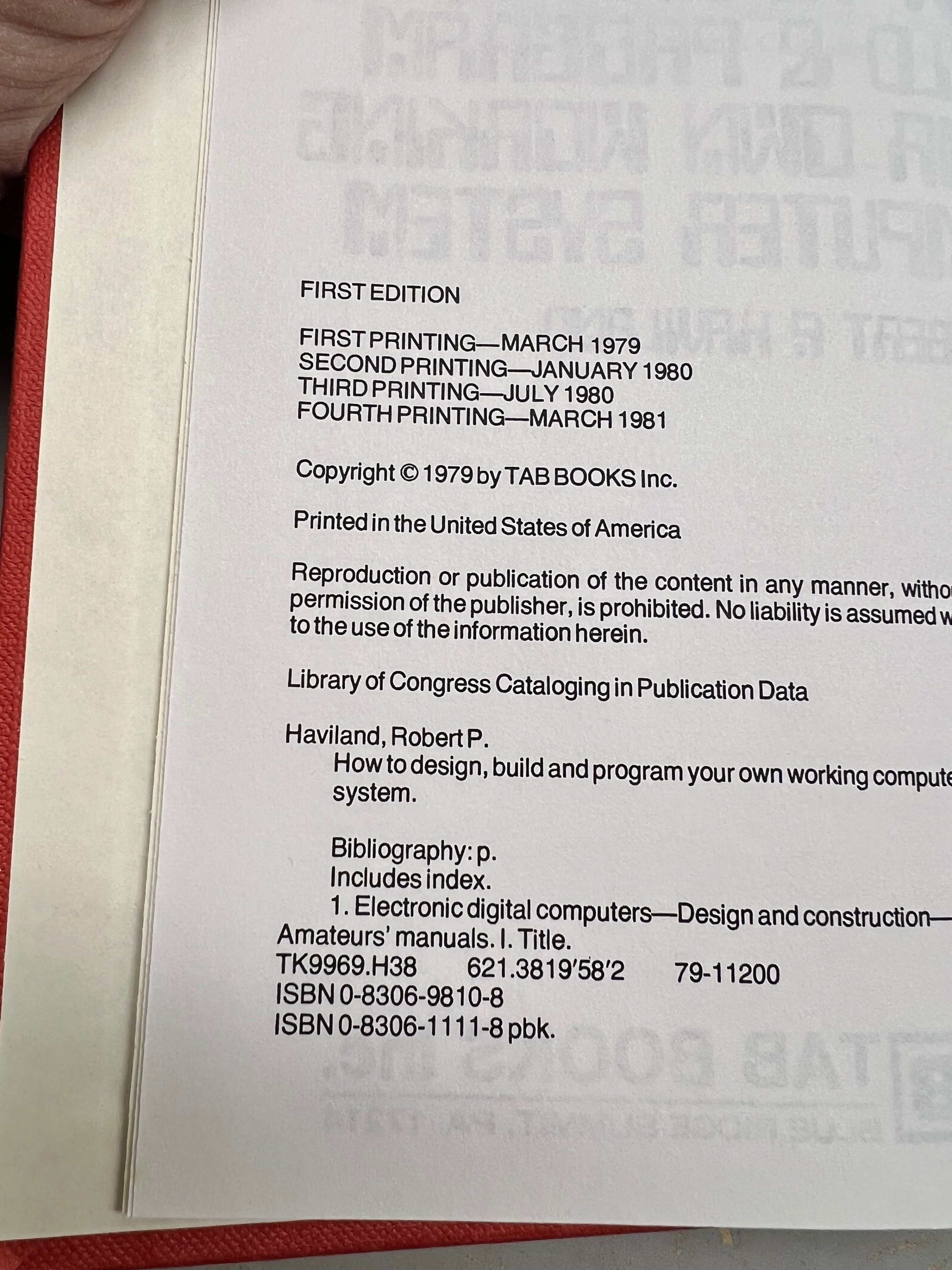 Hardcover How to Design, Build & Program Your Own Working Computer System 1st Edition 7th printing