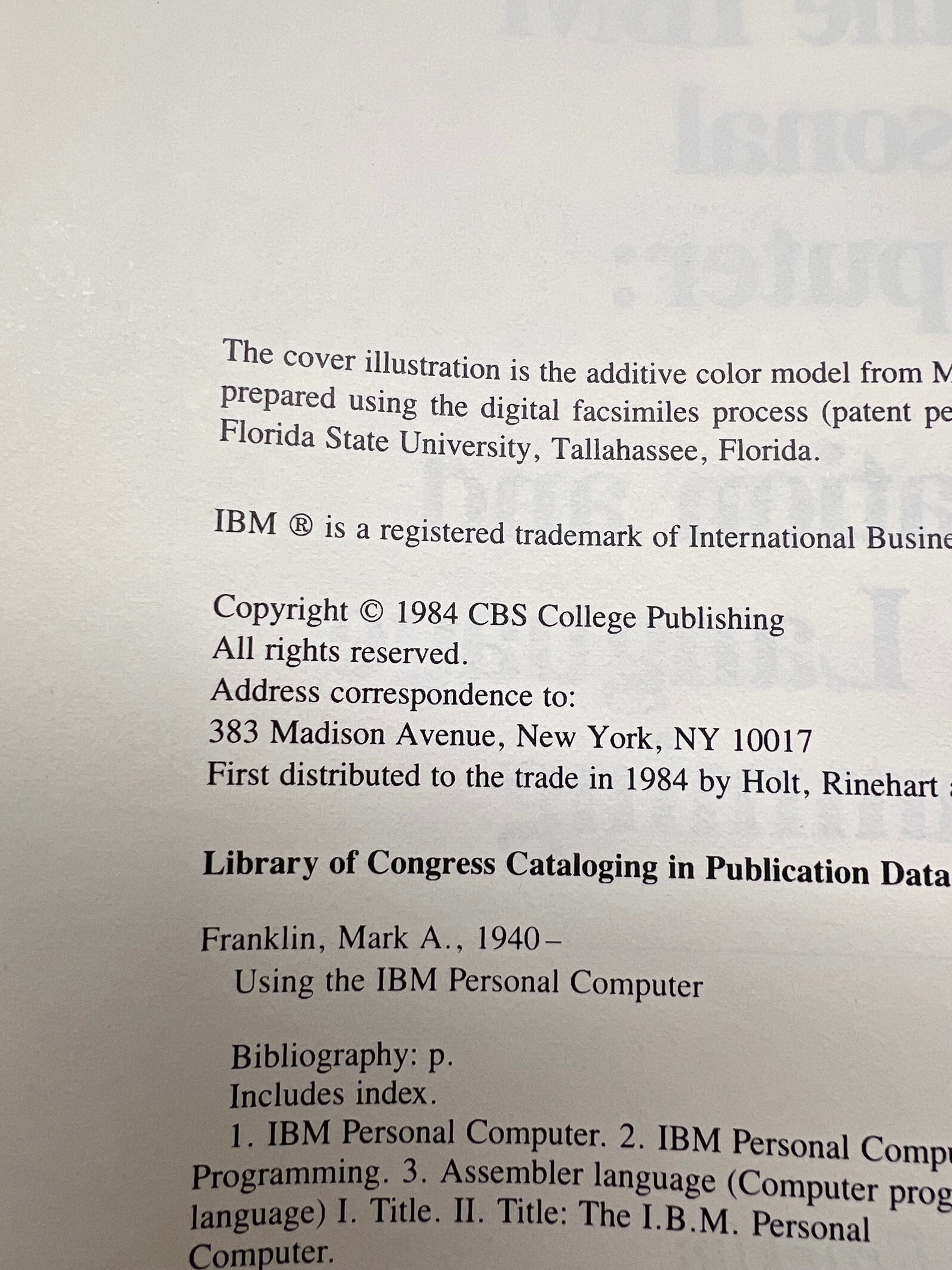 Vintage "Using the IBM PC: Assembly Language Programming" Book by Mark Franklin