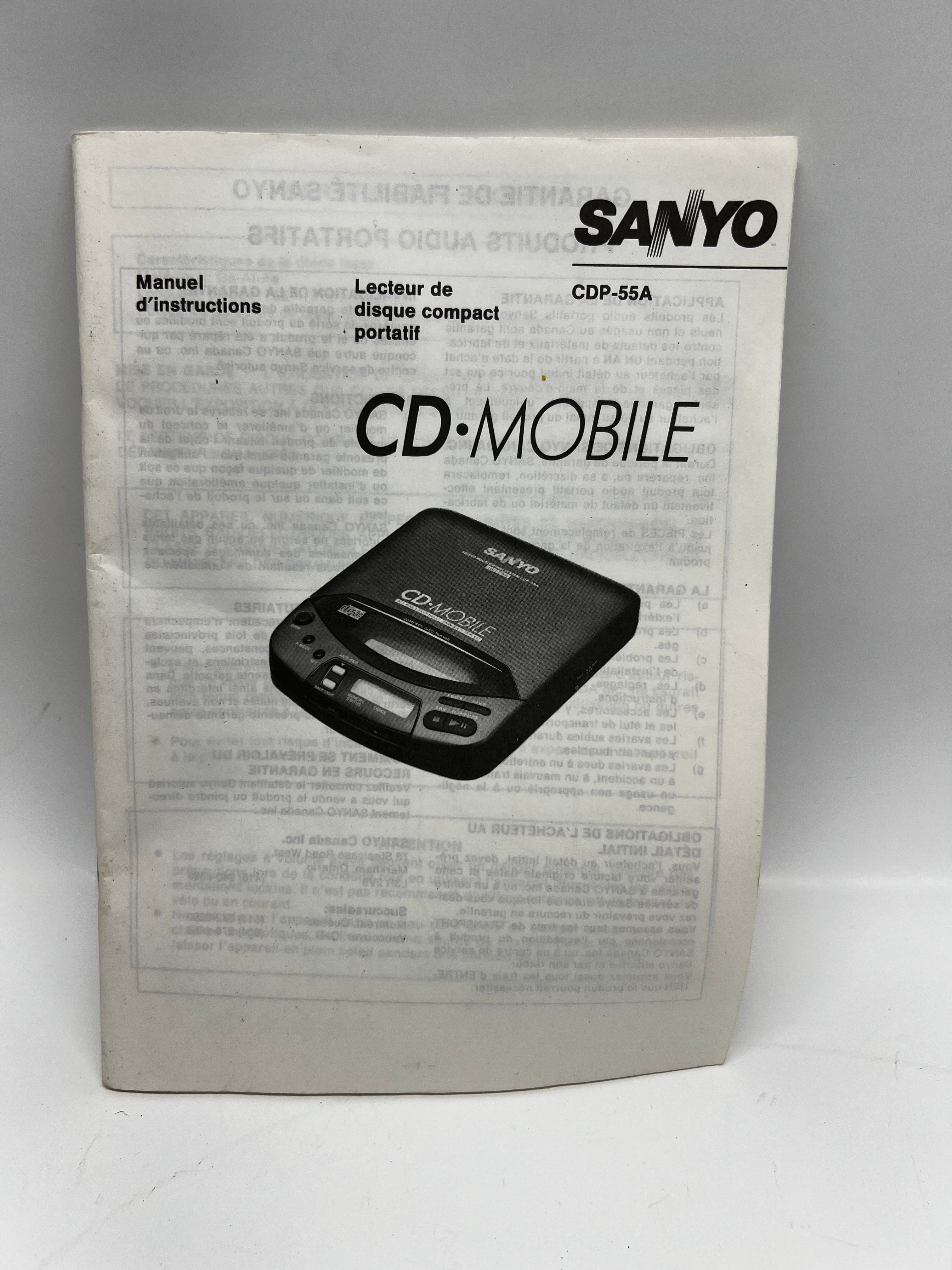 Sanyo CDP-55A CD Mobile Portable CD Player User Manual