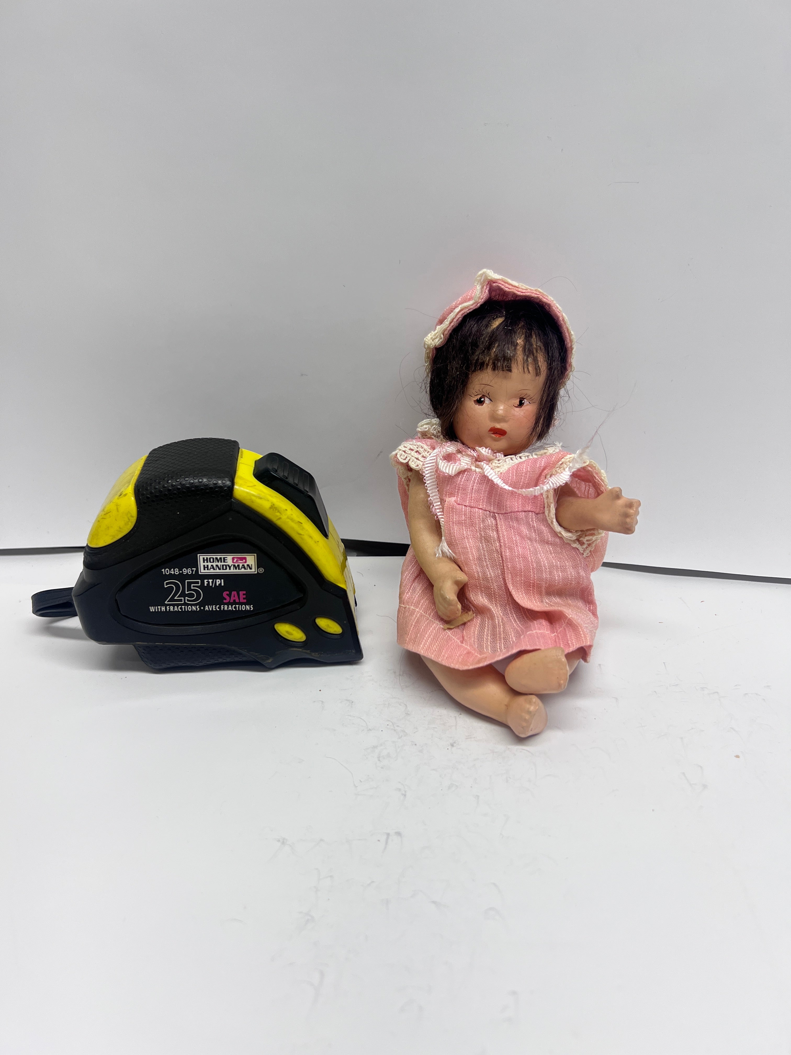 1930s-40s Composition Baby Doll – 6" Side-Glancing Eyes & Pink Outfit